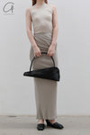 OUDE WAAG knitted asymmetric suspender vest OW-23SS-TP06 meters gray